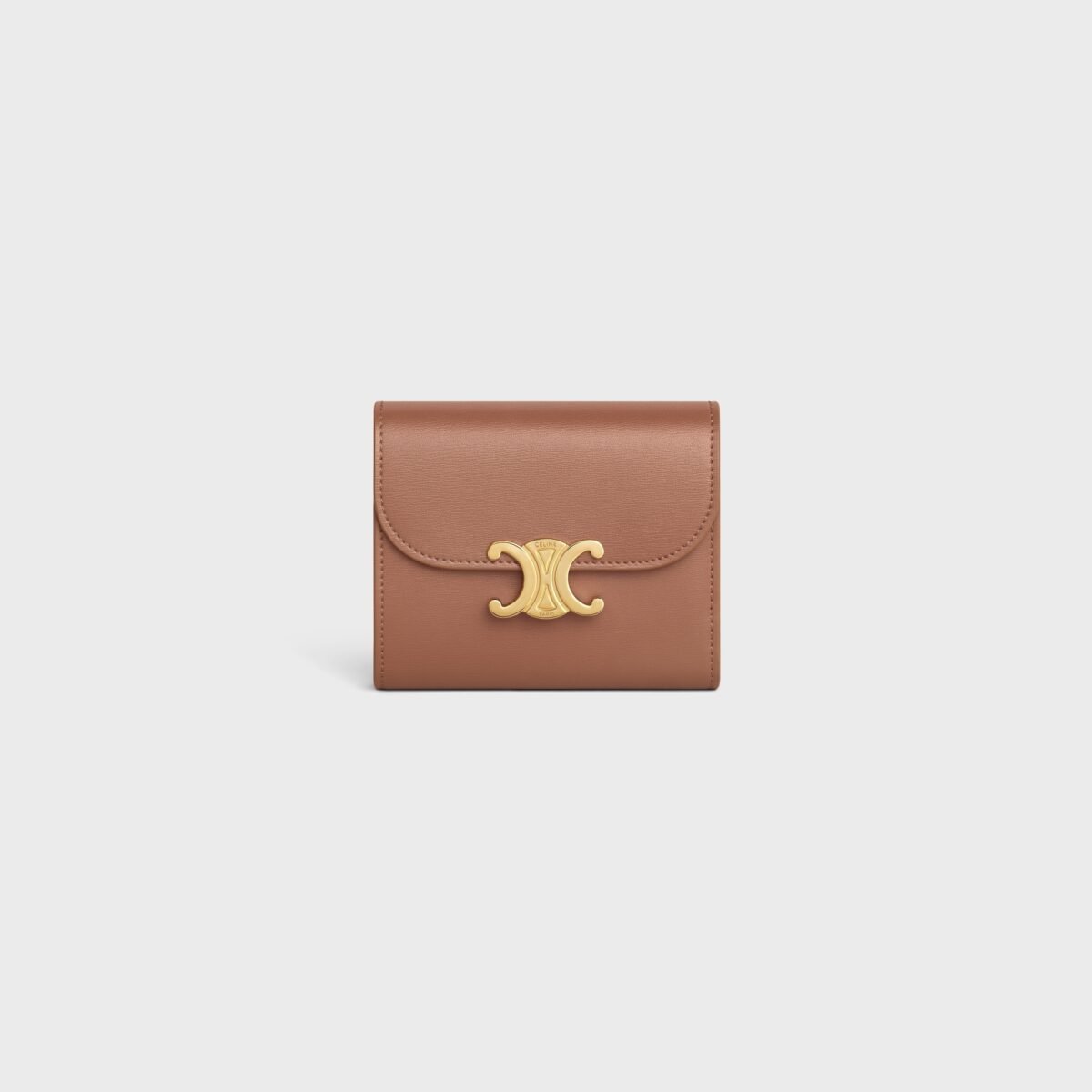 SMALL FLAP WALLER TRIOMPHE IN SHINY CALFSKIN BRONZE