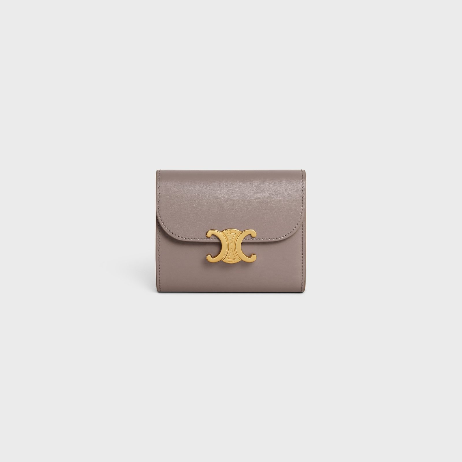 SMALL FLAP WALLER TRIOMPHE IN SHINY CALFSKIN PEBBLE