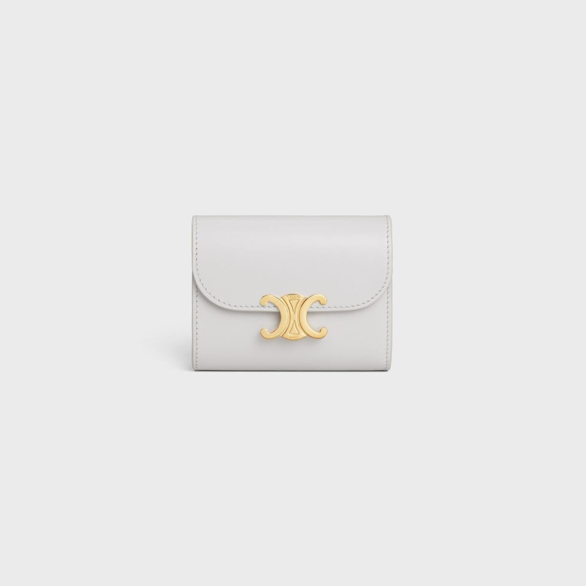 SMALL FLAP WALLER TRIOMPHE IN SHINY CALFSKIN CLOUDY GREY