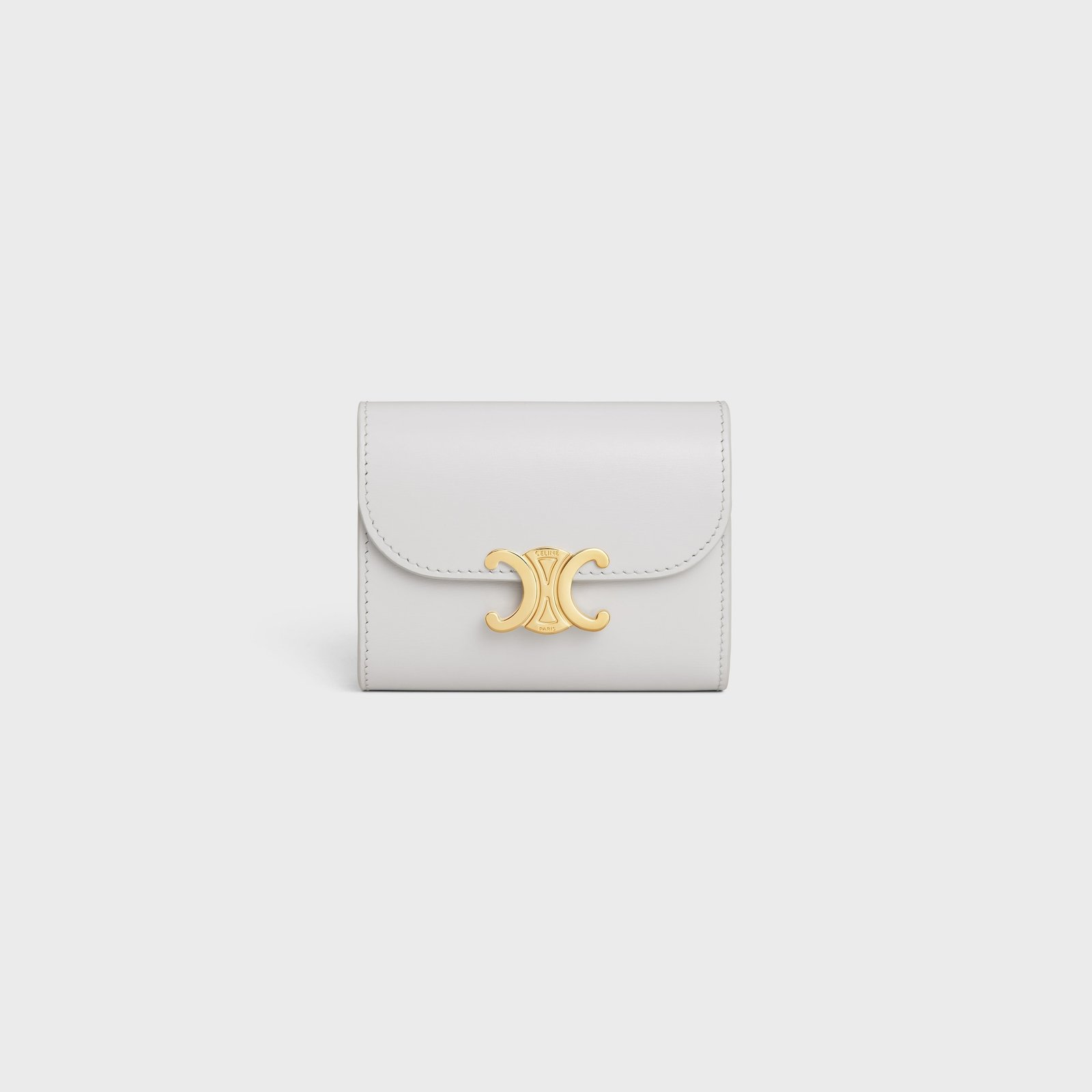 SMALL FLAP WALLER TRIOMPHE IN SHINY CALFSKIN CLOUDY GREY