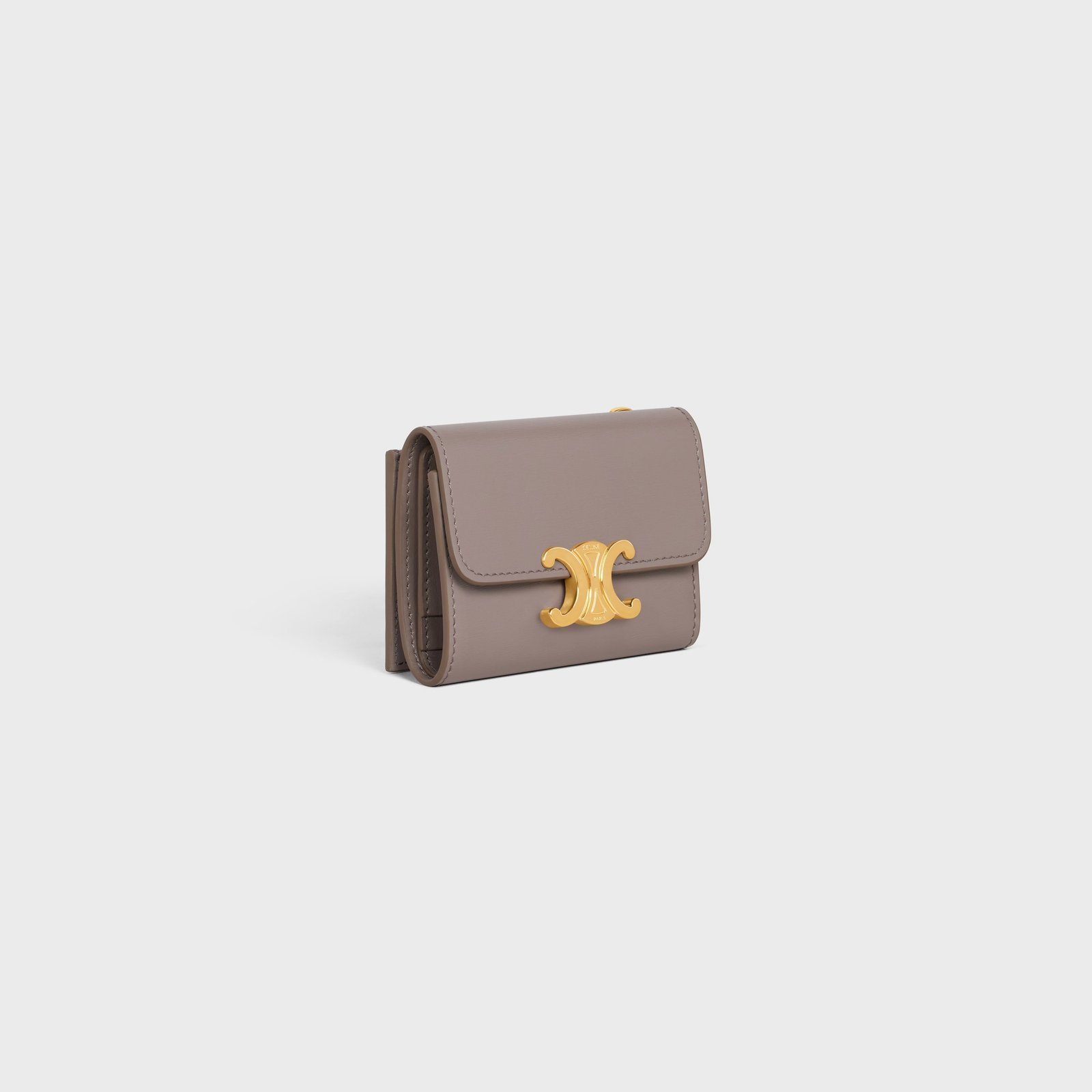 COMPACT WALLET WITH COIN TRIOMPHE IN SHINY CALFSKIN PEBBLE - Image 2