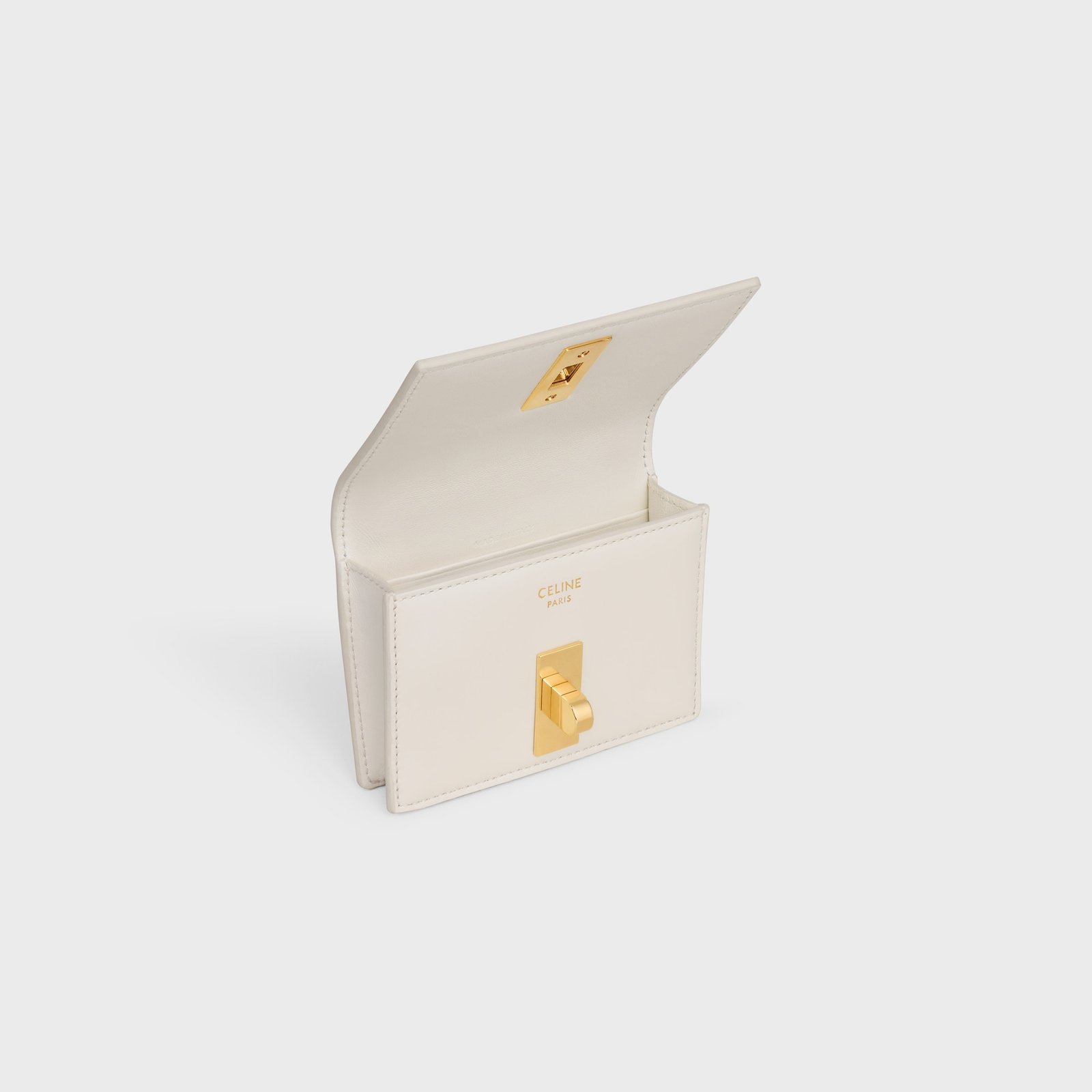 CARD HOLDER WITH FLAP 16 IN SATINATED CALFSKIN WHITE COTTON - Image 4