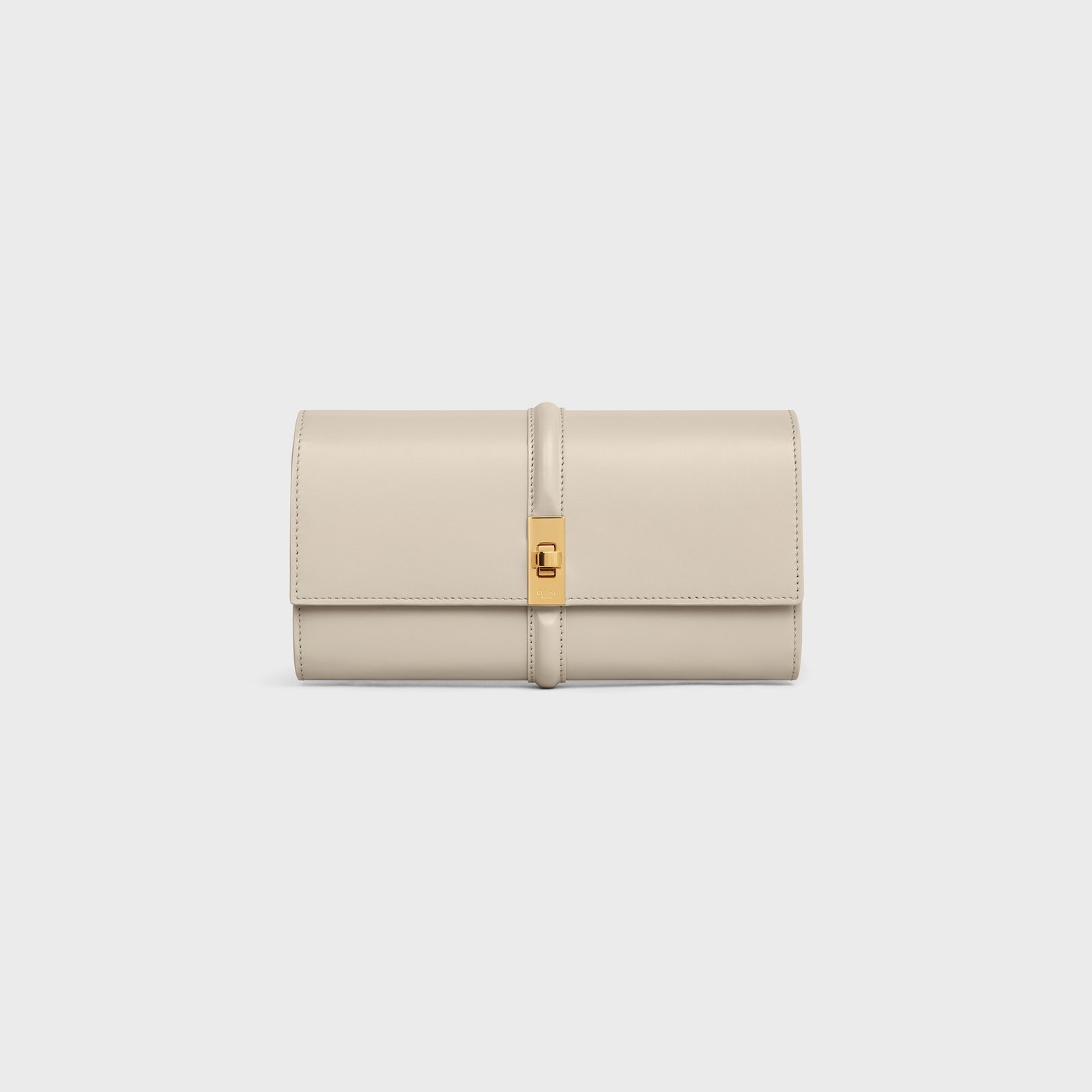 LARGE WALLET 16 IN SATINATED CALFSKIN LIGHT STONE