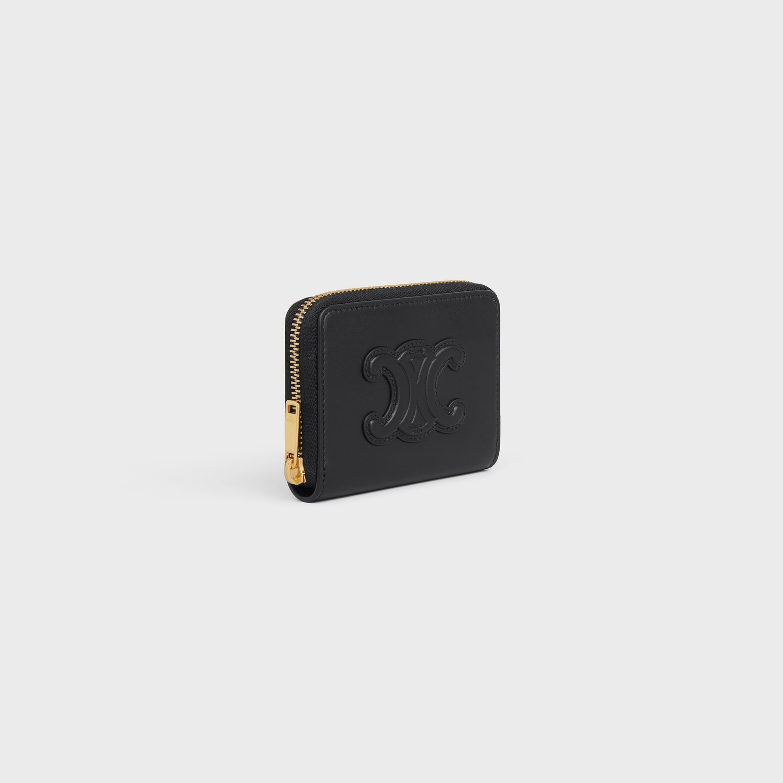 COMPACT ZIPPED WALLET CUIR TRIOMPHE IN SMOOTH CALFSKIN BLACK - Image 2