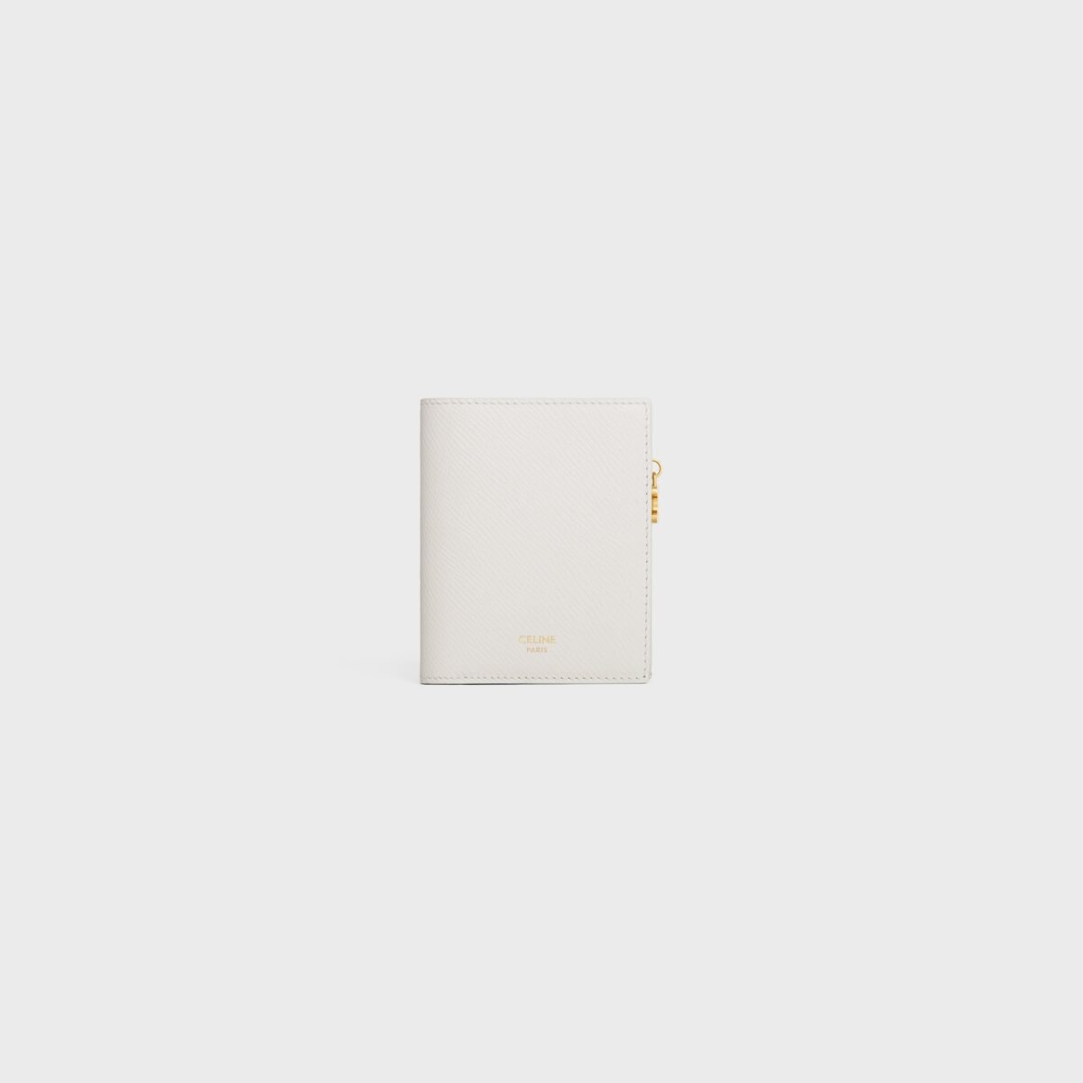 COMPACT WALLET TRIOMPHE CHARMS IN GRAINED CALFSKIN RICE