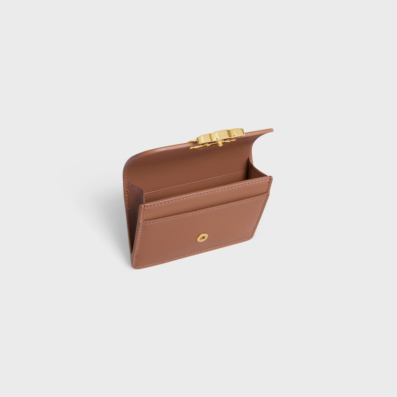 CARD HOLDER WITH FLAP TRIOMPHE IN SHINY CALFSKIN BRONZE - Image 4