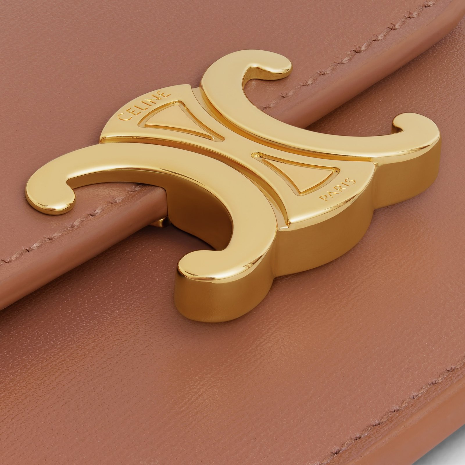 CARD HOLDER WITH FLAP TRIOMPHE IN SHINY CALFSKIN BRONZE - Image 5