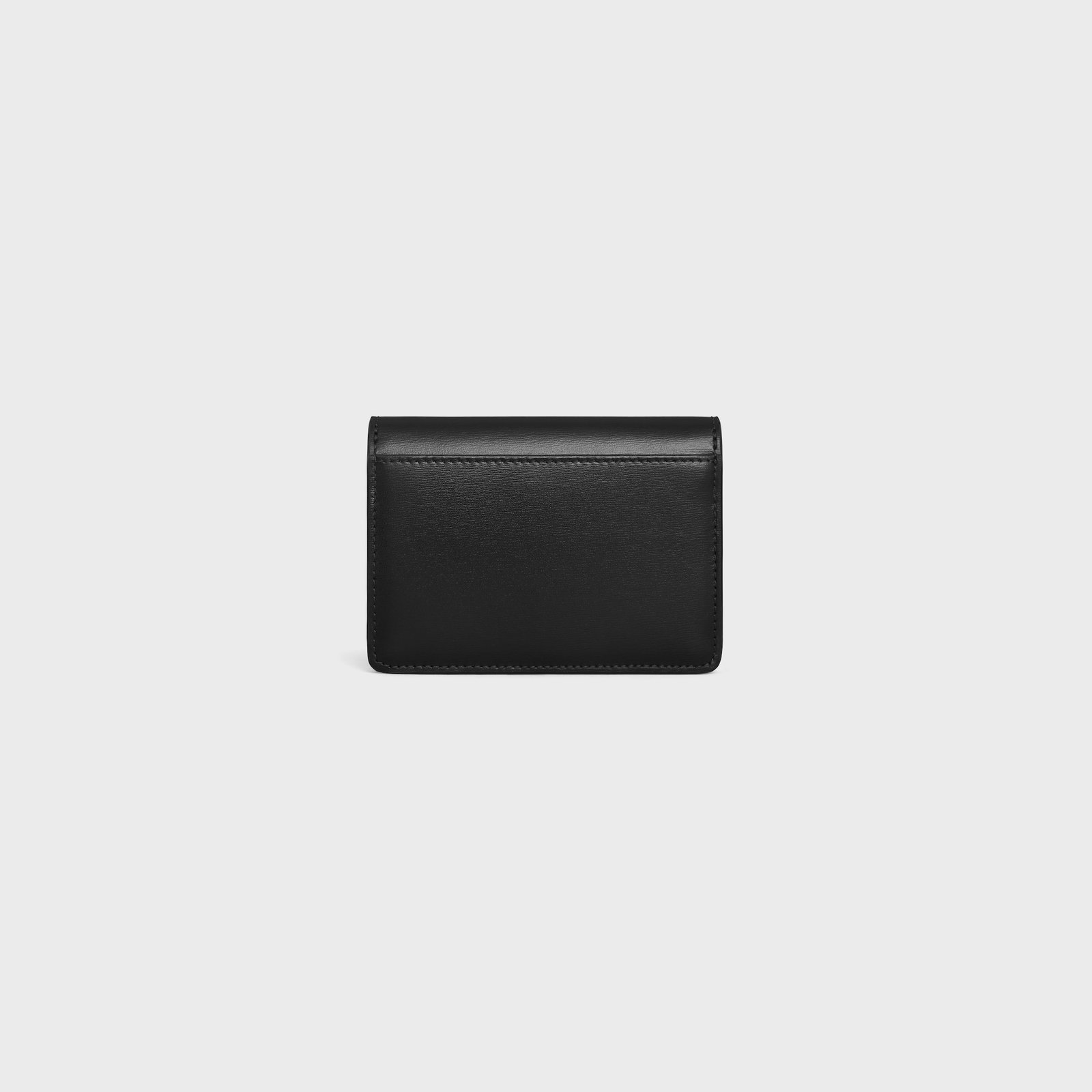 CARD HOLDER WITH FLAP TRIOMPHE IN SHINY CALFSKIN BLACK - Image 3