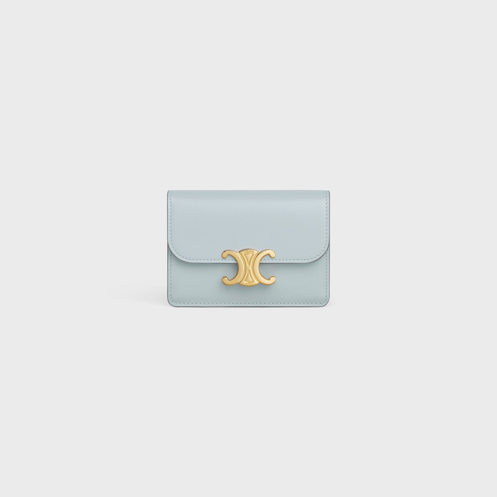 CARD HOLDER WITH FLAP TRIOMPHE IN SHINY CALFSKIN