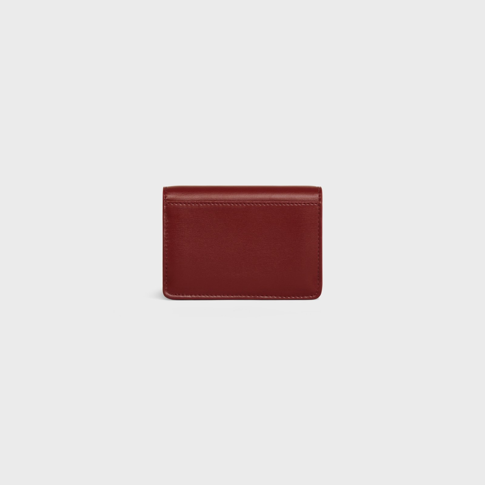 CARD HOLDER WITH FLAP TRIOMPHE IN SHINY CALFSKIN DARK RUBY - Image 3