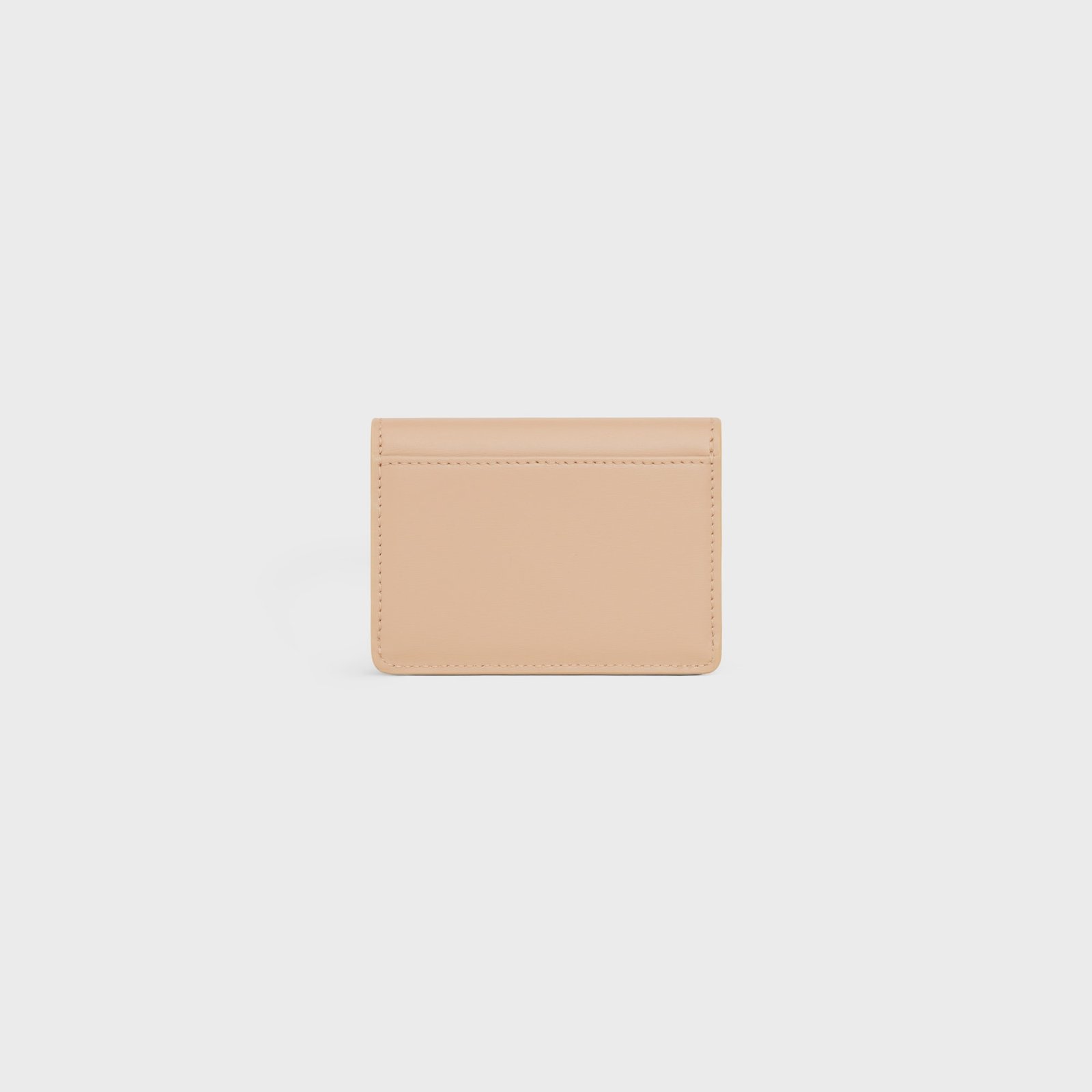 CARD HOLDER WITH FLAP TRIOMPHE IN SHINY CALFSKIN OAT BEIGE - Image 3