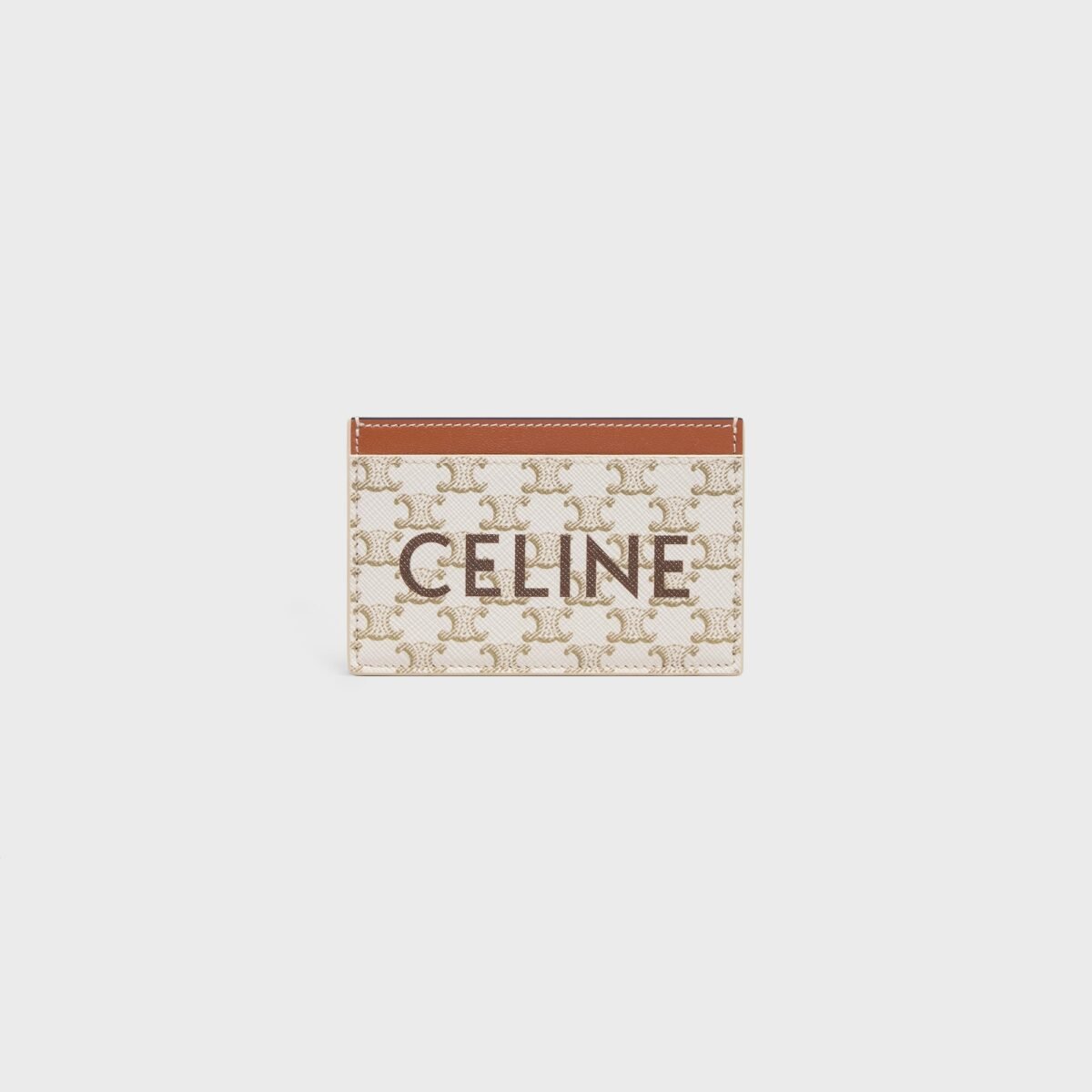 CARD HOLDER IN TRIOMPHE CANVAS WITH CELINE PRINT WHITE/TAN